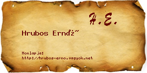 Hrubos Ernő névjegykártya